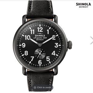 Shinola Runwell Black Leather Watch 41MM